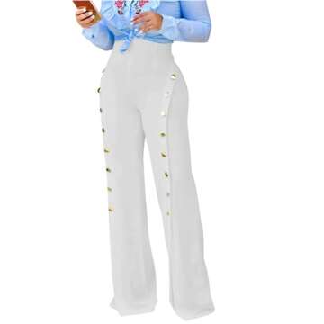 PINSV Women's Stretchy Bootcut Pull On Dress Pants Business Casual Work Pants White XXL