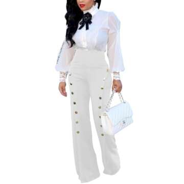 PINSV Women's Stretchy Bootcut Pull On Dress Pants Business Casual Work Pants White XXL