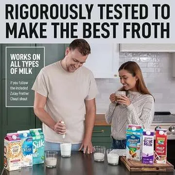 Zulay Powerful Milk Frother Handheld Foam Maker for Lattes - Whisk Drink Mixer for Coffee, Mini Foamer for Cappuccino, Frappe, Matcha, Hot Chocolate by Milk Boss (White Cactus)