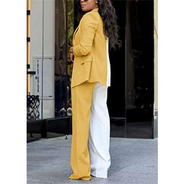 Women's Blazer Set 2 Piece Office Business Casual Outfits Lady Lightweight Open Front Pant Suits