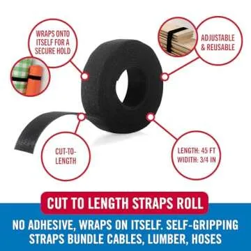 VELCRO Brand Heavy Duty Cut to Length Straps | 45 Ft | Self-Gripping for Ultimate Organization
