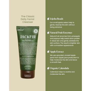 Jackfir The Classic Daily Facial Cleanser, Natural Face Wash for Men, Exfoliate and Hydrate - Jojoba...