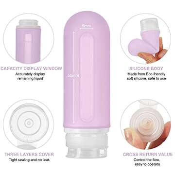 Beveetio 17 Pack Travel Bottles TSA Approved, 3OZ Leakproof Silicone Refillable Travel Size Containers for Toiletries, BPA Free Travel Accessories Tubes Cosmetic Shampoo Lotion Soap