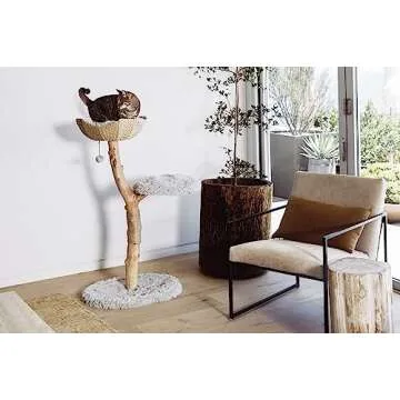 Wooden Cat Tree Tower, Modern Single Branch Cat Condo, Wood Cat Tree, Cat Climbing, Furniture for Ca...