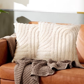 AELS Boho Textured Pillow Covers 18x18 Set of 2