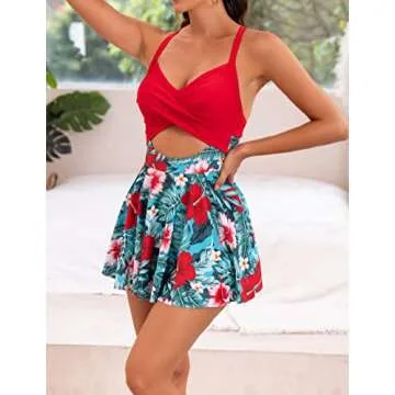 B2prity Cutout One Piece Swimdress - Stylish Tummy Control