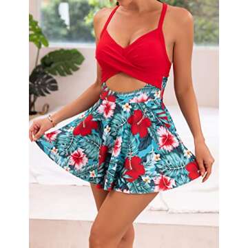 B2prity Cutout One Piece Swimdress - Stylish Tummy Control