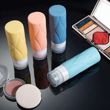 SUDDHO Travel Bottles for Toiletries, 3oz Travel Size Containers, Tsa Approved, Leak Proof Squeezable Silicone Travel Size Bottles for Shampoo Conditioner Lotion(4Pack)