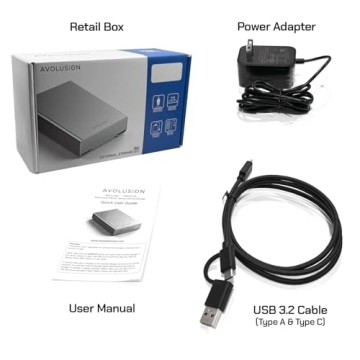 Avolusion PRO-G1 10TB USB-C Hard Drive with Hub