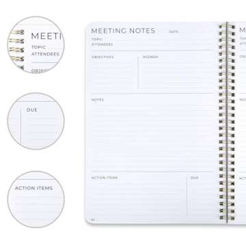 Pastel Sticky Notes and Meeting Notebook Set for Organization