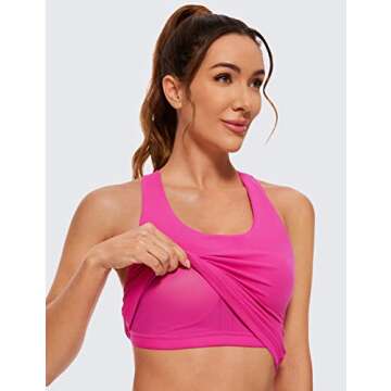 CRZ YOGA Butterluxe Workout Tank Tops for Women Built in Shelf Bras Padded - Racerback Athletic Spandex Yoga Camisole Hibiscus Purple X-Small