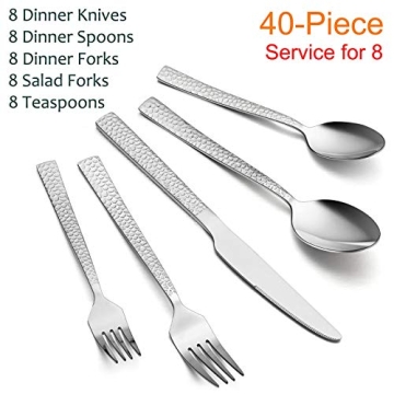 Stylish E-far 40-Piece Stainless Steel Silverware Set for 8