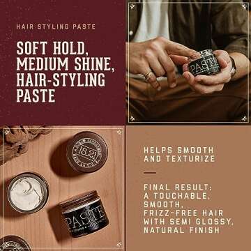 18.21 Man Made Hair Styling Product, 2oz. Original Sweet Tobacco Scent in Paste with Natural Shine F...