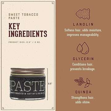 18.21 Man Made Hair Styling Product, 2oz. Original Sweet Tobacco Scent in Paste with Natural Shine Finish