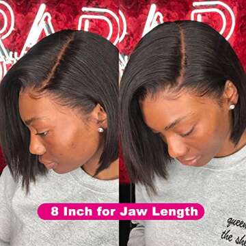 UCUVIC 8 Inch Bob Wig for Black Women - HD Lace Front