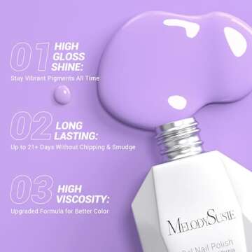 MelodySusie Thick Purple Gel Nail Polish - 0.5 fl oz Lavender Gift for Nail Art Lovers