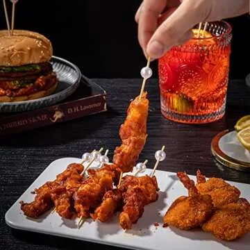 200 Pcs Cocktail Picks, 4.7 Inch Toothpicks for Appetizers Long Cocktail Appetizer Skewers White Pearl Decorative Cocktail Sticks for Drinks, Fruit, Charcuterie, Wedding Food Party Fancy Toothpicks