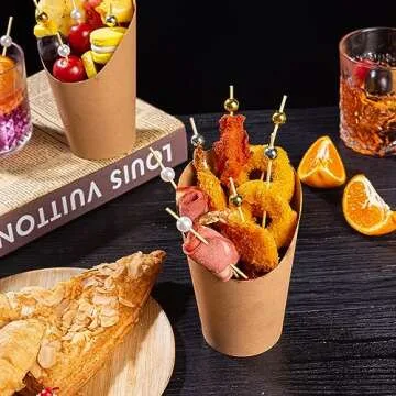 200 Pcs Cocktail Picks, 4.7 Inch Toothpicks for Appetizers Long Cocktail Appetizer Skewers White Pearl Decorative Cocktail Sticks for Drinks, Fruit, Charcuterie, Wedding Food Party Fancy Toothpicks