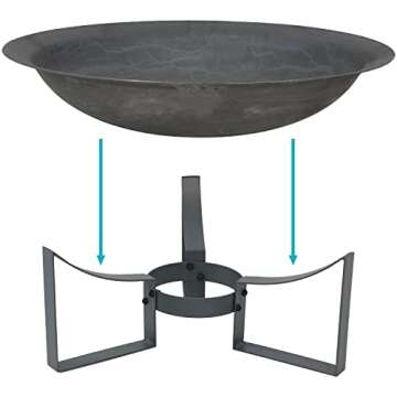 Sunnydaze 24-Inch Cast Iron Modern Fire Pit Bowl with Stand - Lightweight and Portable Design