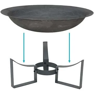 Sunnydaze 24-Inch Cast Iron Modern Fire Pit Bowl with Stand - Lightweight and Portable Design