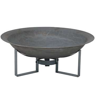 Sunnydaze 24-Inch Cast Iron Modern Fire Pit Bowl with Stand - Lightweight and Portable Design