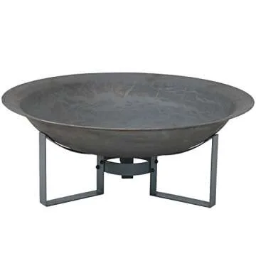Sunnydaze 24-Inch Cast Iron Modern Fire Pit Bowl with Stand - Lightweight and Portable Design