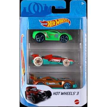Hot Wheels 3 Car Pack, Multipack of 3 Hot Wheels Vehicles, Instant Starter Set, Collection of 1:64 Scale Toy Sports Cars, Rolling Wheels, For Kids 3 Years & Up