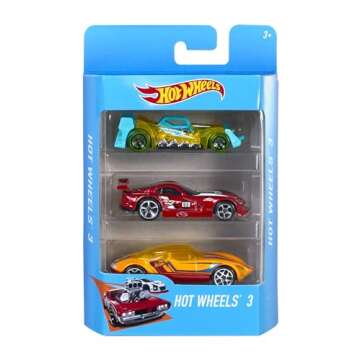 Hot Wheels 3 Car Pack, Multipack of 3 Hot Wheels Vehicles, Instant Starter Set, Collection of 1:64 Scale Toy Sports Cars, Rolling Wheels, For Kids 3 Years & Up