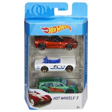 Hot Wheels 3 Car Pack, Multipack of 3 Hot Wheels Vehicles, Instant Starter Set, Collection of 1:64 Scale Toy Sports Cars, Rolling Wheels, For Kids 3 Years & Up