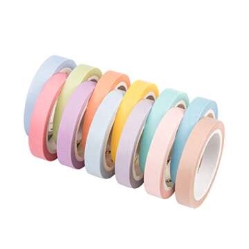 YUBBAEX Washi Tape 12 Rolls Rainbow Color Masking Decorative Tapes Set for Arts, DIY Crafts, Journal...
