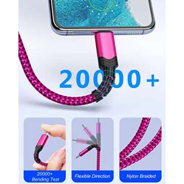 Besgoods USB C to USB C Cable 60W, [6ft,5Pack] Braided Type C Fast Charging Cord Compatible with iPhone 16 15 Pro Max MacBook iPad Air5 Galaxy S23 Ultra S22 S21FE A54-Green,Purple,Pink,Blue,Black