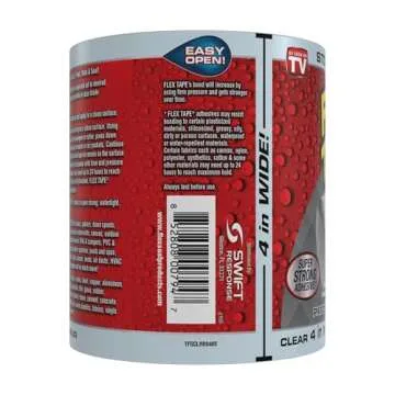 Flex Tape, 4 in x 5 ft, Clear, Original Thick Flexible Rubberized Waterproof Tape - Seal and Patch L...