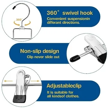 Space Saving 3 Piece Skirt Hangers with Clips for Closet