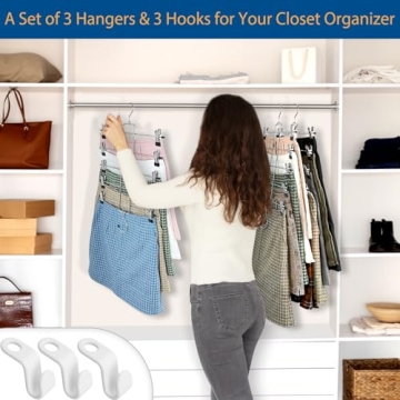 Space Saving 3 Piece Skirt Hangers with Clips for Closet
