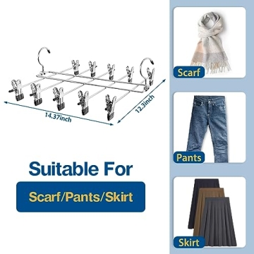 Space Saving 3 Piece Skirt Hangers with Clips for Closet