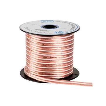 Monoprice Select Series 14 Gauge AWG Speaker Wire/Cable - 50ft Jacketed in Durable Plastic with A Color Coded Conductor for Home Theater, Car Audio and More Grey
