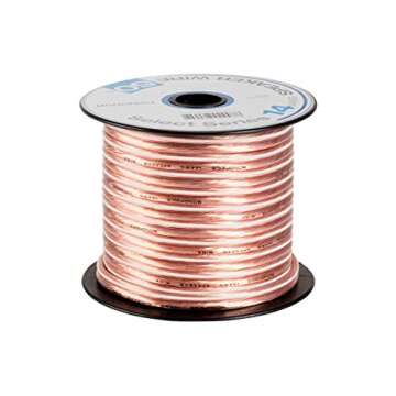 Monoprice Select Series 14 Gauge AWG Speaker Wire/Cable - 50ft Jacketed in Durable Plastic with A Color Coded Conductor for Home Theater, Car Audio and More Grey