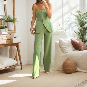 Qxlzxy Women's 2 Piece Strapless Outfit – Stylish Summer Set for All Occasions