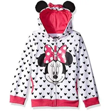 Disney Toddler Girls Minnie W Bow & Ear fashion hoodies, White, 4T US