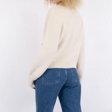 Women Y2k Tie Front Knitted Cardigan Sweater Top Long Sleeve Crewneck Open Front Casual Cropped Cardigan Shirt (Apricot #A, XL)