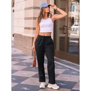 AUTOMET Women's Wide Leg Sweatpants Fleece Lined Baggy Straight Leg Lounge Pants Fall Outfits Athlet...