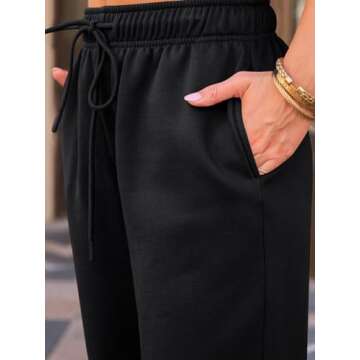 AUTOMET Women's Wide Leg Sweatpants Fleece Lined Baggy Straight Leg Lounge Pants Fall Outfits Athletic Joggers with Pockets Black XL