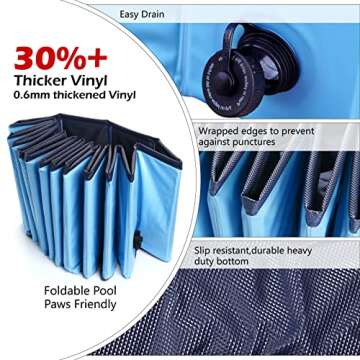 Jasonwell Foldable Dog Pet Bath Pool Collapsible Dog Pet Pool Bathing Tub Kiddie Pool Doggie Wading Pool for Puppy Small Medium Large Dogs Cats and Kids 71" Blue