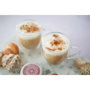 Teabloom Oversized Insulated Borosilicate Glass Mugs (17 oz / 500 ml) – Set Includes 2 Mugs + 2 Blooming Teas – Premium Quality Microwave Safe Glasses