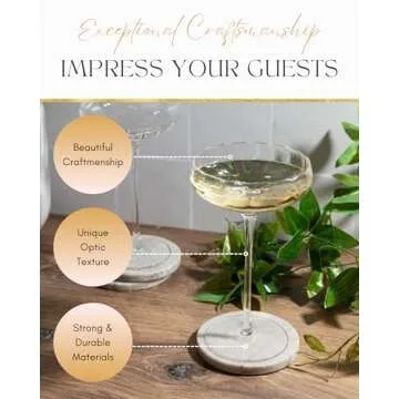 Sister.ly Drinkware Opulent Rounded Cocktail Coupe Glasses, 8 oz Capacity, Set of 4, Great for Cocktails, Gin & Tonic, Cosmopolitan, Manhattan, Bar, Fancy Mixology, Mocktails