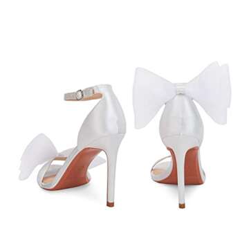 Coutgo Women's Bow Heels Open Toe Stiletto Heels One Strap Bridal Wedding Heeled Sandals