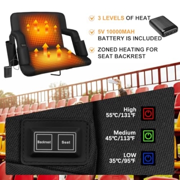Heated Stadium Seat With Back Support Ideal For Cold Events