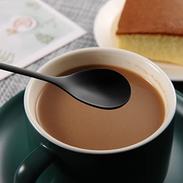 AnSaw 6-Piece Elegant Black Leaf Long Handle Teaspoons