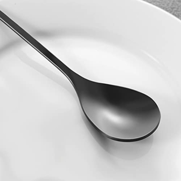 AnSaw 6-Piece Elegant Black Leaf Long Handle Teaspoons