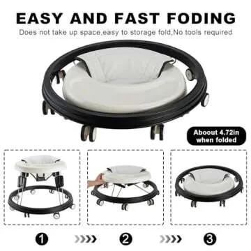 Foldable Baby Walker with Mute Wheels and Anti-Rollover Safety